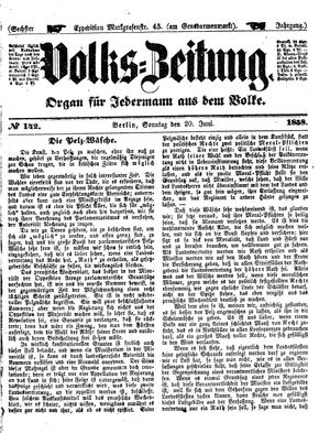 Volks-Zeitung vom 20.06.1858