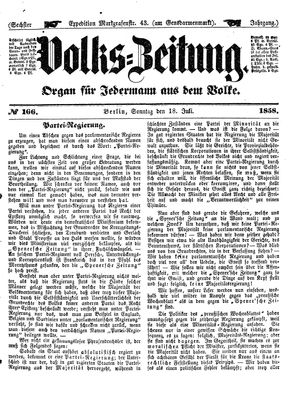 Volks-Zeitung vom 18.07.1858