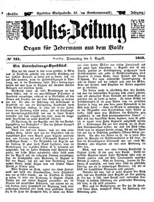 Volks-Zeitung vom 05.08.1858