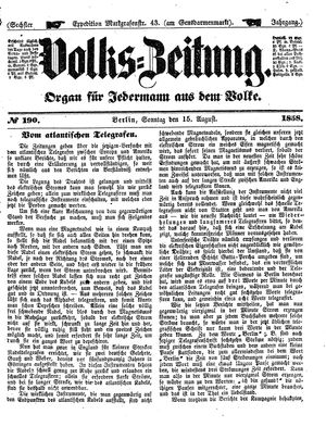 Volks-Zeitung vom 15.08.1858