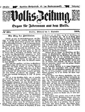 Volks-Zeitung on Sep 1, 1858