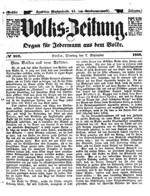 Volks-Zeitung vom 07.09.1858