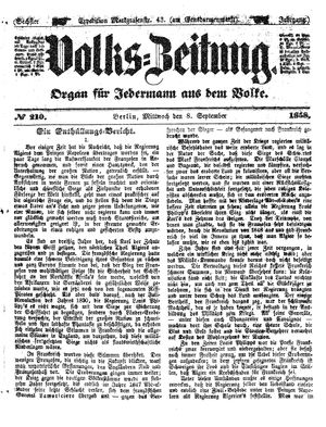 Volks-Zeitung vom 08.09.1858