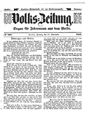 Volks-Zeitung vom 19.09.1858