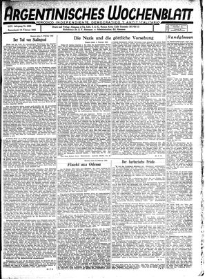 Argentinisches Wochenblatt vom 13.02.1943