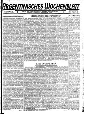 Argentinisches Wochenblatt vom 03.04.1943