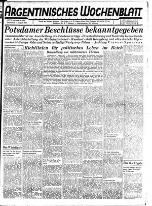 Argentinisches Wochenblatt on Aug 11, 1945