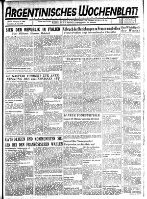 Argentinisches Wochenblatt vom 08.06.1946