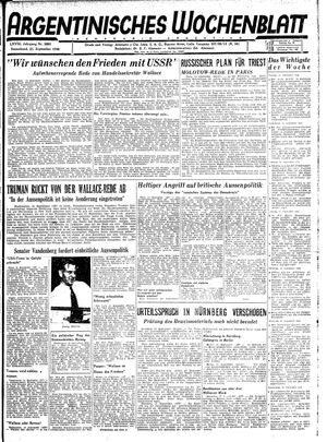 Argentinisches Wochenblatt vom 21.09.1946