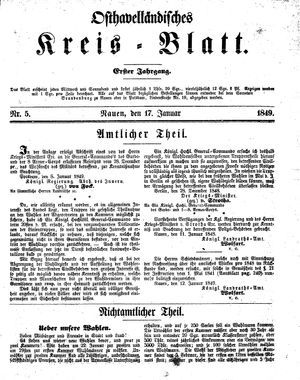 Osthavelländisches Kreisblatt vom 17.01.1849