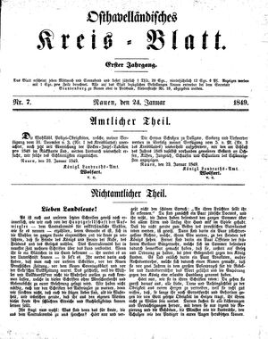 Osthavelländisches Kreisblatt vom 24.01.1849