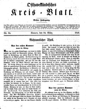 Osthavelländisches Kreisblatt vom 24.03.1849