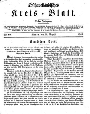 Osthavelländisches Kreisblatt on Aug 29, 1849
