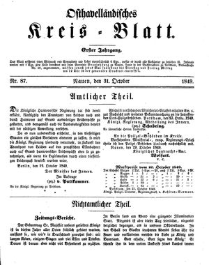 Osthavelländisches Kreisblatt on Oct 31, 1849