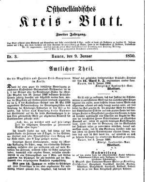 Osthavelländisches Kreisblatt on Jan 9, 1850