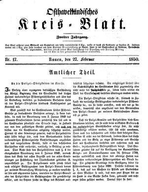 Osthavelländisches Kreisblatt vom 27.02.1850