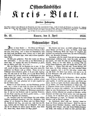 Osthavelländisches Kreisblatt vom 03.04.1850