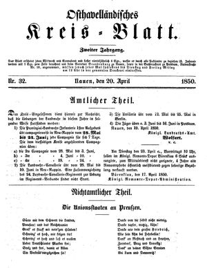 Osthavelländisches Kreisblatt vom 20.04.1850