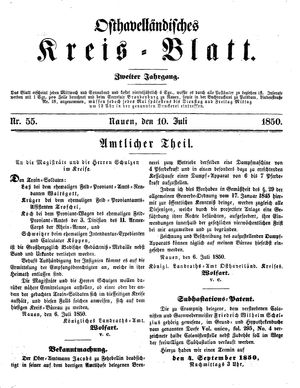 Osthavelländisches Kreisblatt vom 10.07.1850