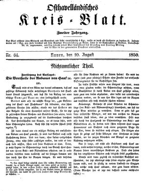 Osthavelländisches Kreisblatt on Aug 10, 1850