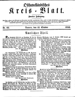 Osthavelländisches Kreisblatt vom 12.10.1850