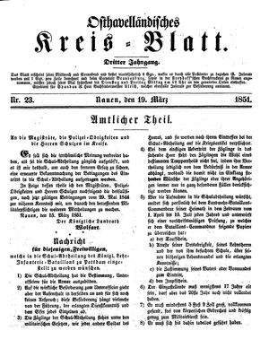 Osthavelländisches Kreisblatt vom 19.03.1851