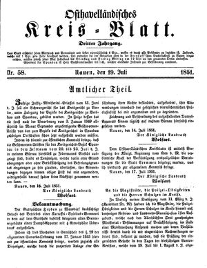 Osthavelländisches Kreisblatt vom 19.07.1851