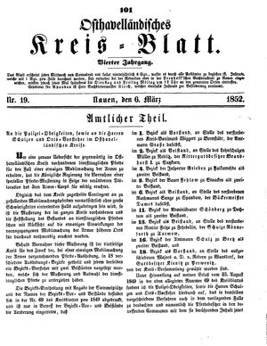 Osthavelländisches Kreisblatt vom 06.03.1852
