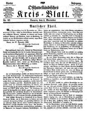 Osthavelländisches Kreisblatt on Dec 4, 1852