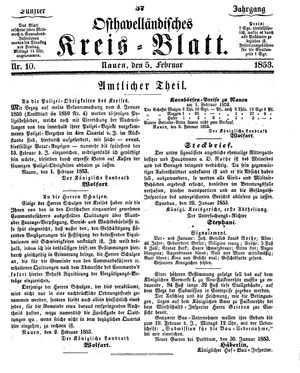 Osthavelländisches Kreisblatt vom 05.02.1853