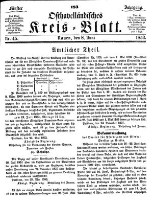 Osthavelländisches Kreisblatt vom 08.06.1853