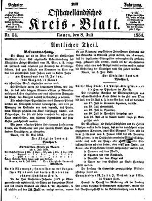 Osthavelländisches Kreisblatt vom 08.07.1854