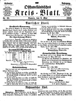 Osthavelländisches Kreisblatt on May 5, 1855