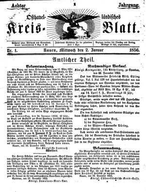Osthavelländisches Kreisblatt vom 02.01.1856