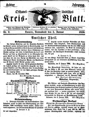 Osthavelländisches Kreisblatt vom 05.01.1856