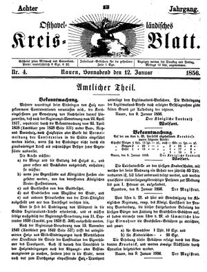 Osthavelländisches Kreisblatt vom 12.01.1856