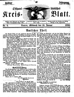 Osthavelländisches Kreisblatt vom 16.01.1856