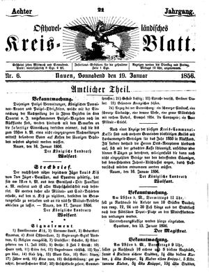 Osthavelländisches Kreisblatt on Jan 19, 1856