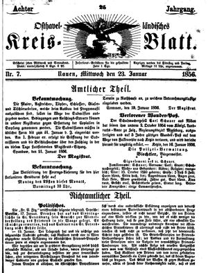 Osthavelländisches Kreisblatt vom 23.01.1856