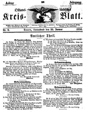 Osthavelländisches Kreisblatt vom 26.01.1856