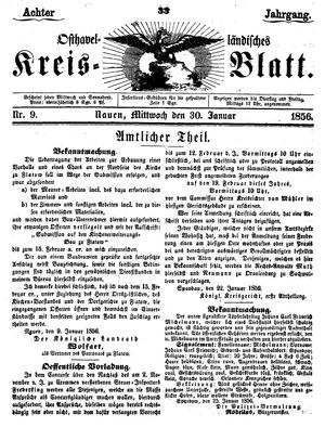 Osthavelländisches Kreisblatt vom 30.01.1856