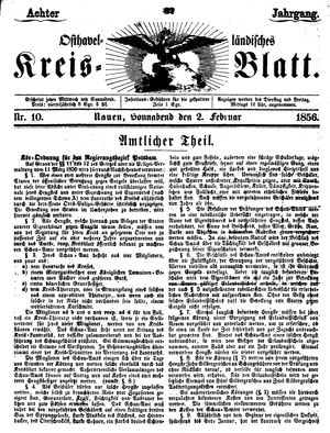 Osthavelländisches Kreisblatt on Feb 2, 1856