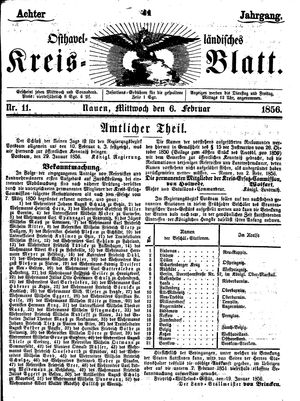 Osthavelländisches Kreisblatt vom 06.02.1856