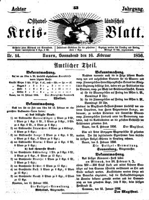 Osthavelländisches Kreisblatt on Feb 16, 1856