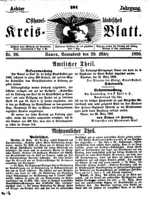 Osthavelländisches Kreisblatt vom 29.03.1856