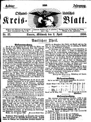 Osthavelländisches Kreisblatt vom 02.04.1856
