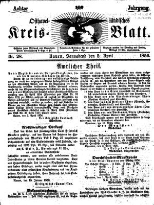 Osthavelländisches Kreisblatt vom 05.04.1856