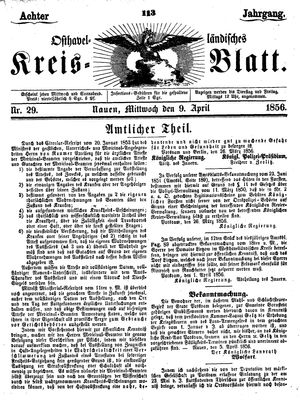 Osthavelländisches Kreisblatt vom 09.04.1856