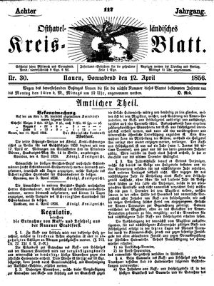 Osthavelländisches Kreisblatt vom 12.04.1856