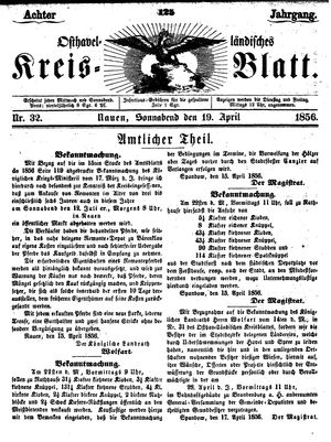 Osthavelländisches Kreisblatt vom 19.04.1856